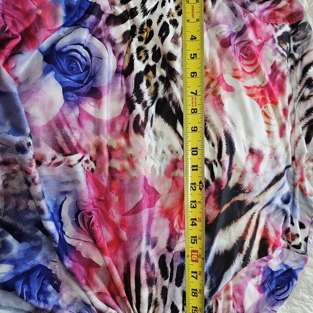 Boston Proper sz Large XL Vibrant Floral Zebra Knit Top - Picture 9 of 9